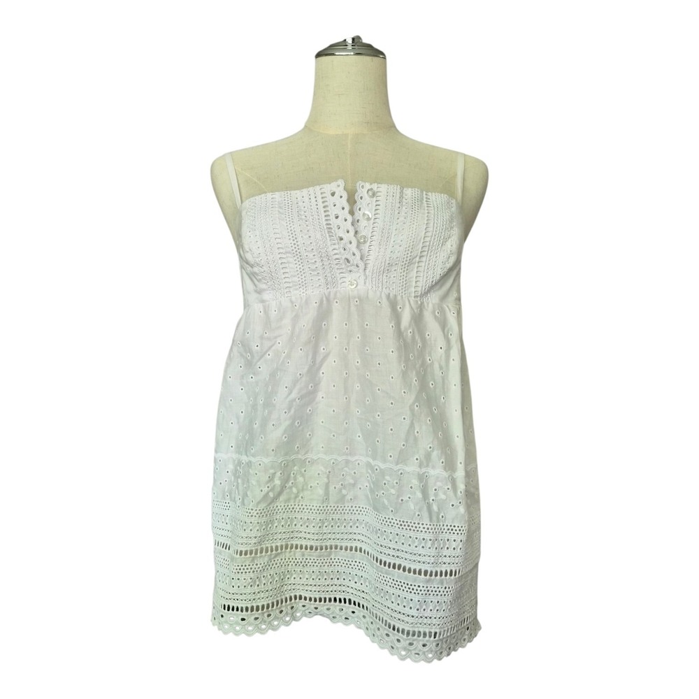 Lilly Pulitzer White Eyelet Lace Cami‎ Top Size 0 Cottagecore Boho Cotton Tank